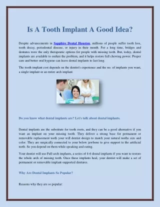 Is A Tooth Implant A Good Idea?