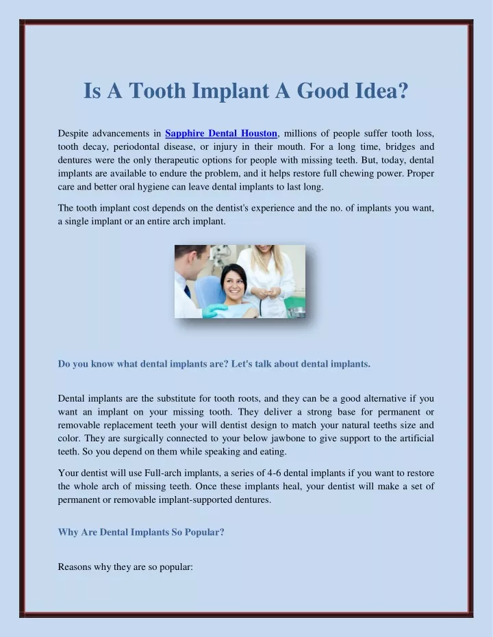 is a tooth implant a good idea