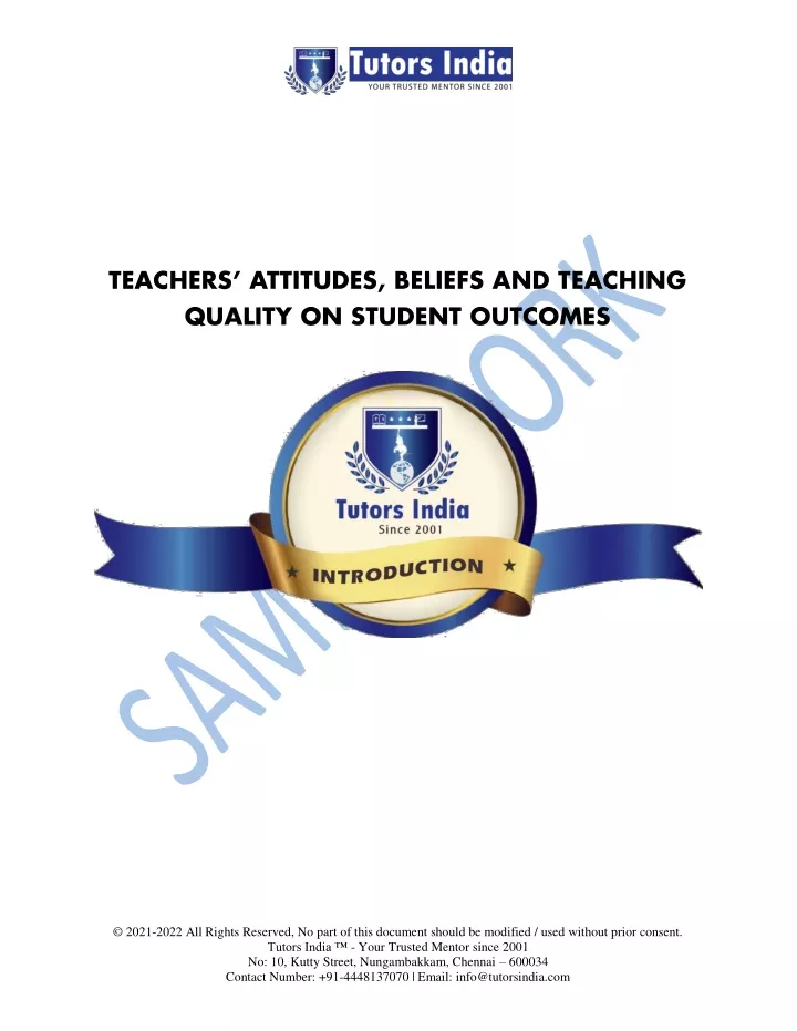 teachers attitudes beliefs and teaching