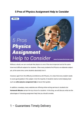 5 Pros of Physics Assignment Help to Consider