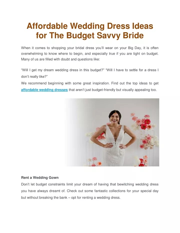 affordable wedding dress ideas for the budget