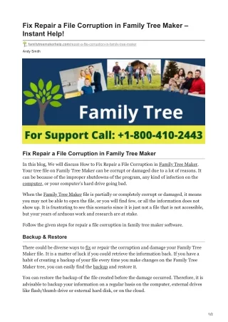 fix repair a file corruption in family tree maker