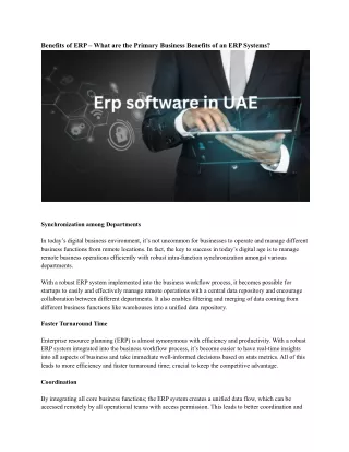benefits of erp what are the primary business