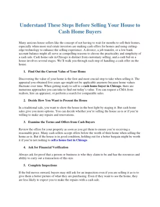 Understand These Steps Before Selling Your House to Cash Home Buyers