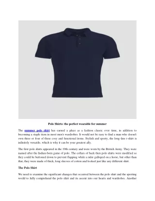 Polo Shirts the perfect wearable for summer