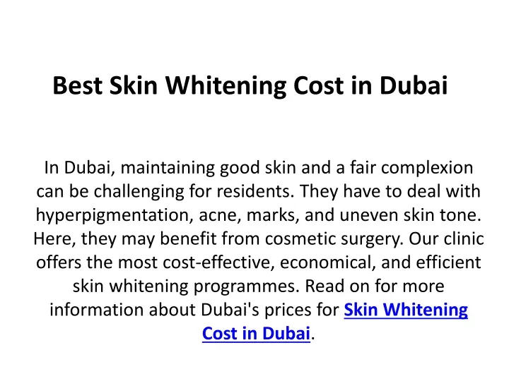 best skin whitening cost in dubai