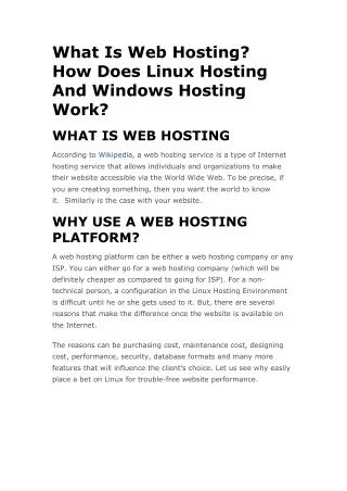 what is web hosting how does linux hosting