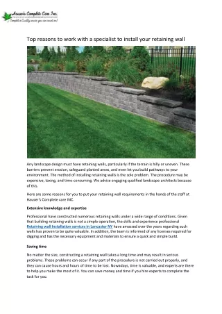 Top reasons to work with a specialist to install your retaining wall
