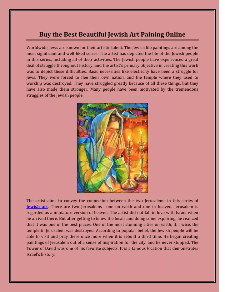 buy the best beautiful jewish art paining online