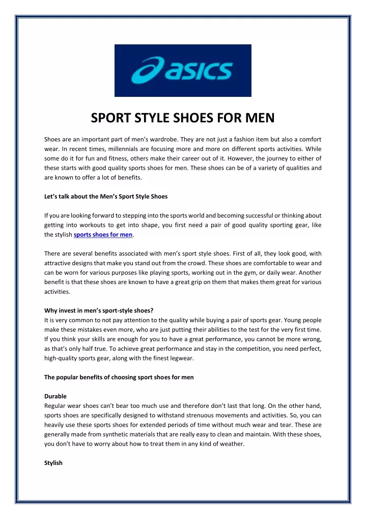 sport style shoes for men