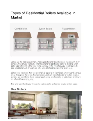 Types Of Residential Boilers Available In Market