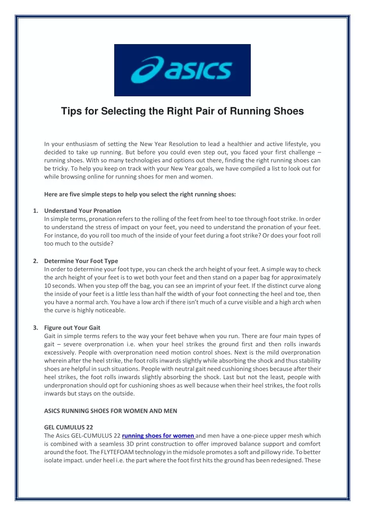 tips for selecting the right pair of running shoes