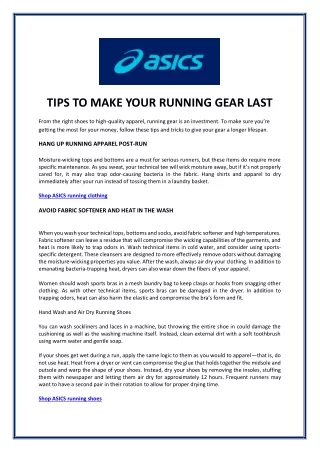 TIPS TO MAKE YOUR RUNNING GEAR LAST