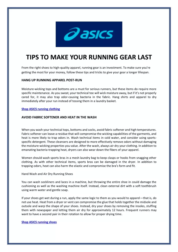 tips to make your running gear last