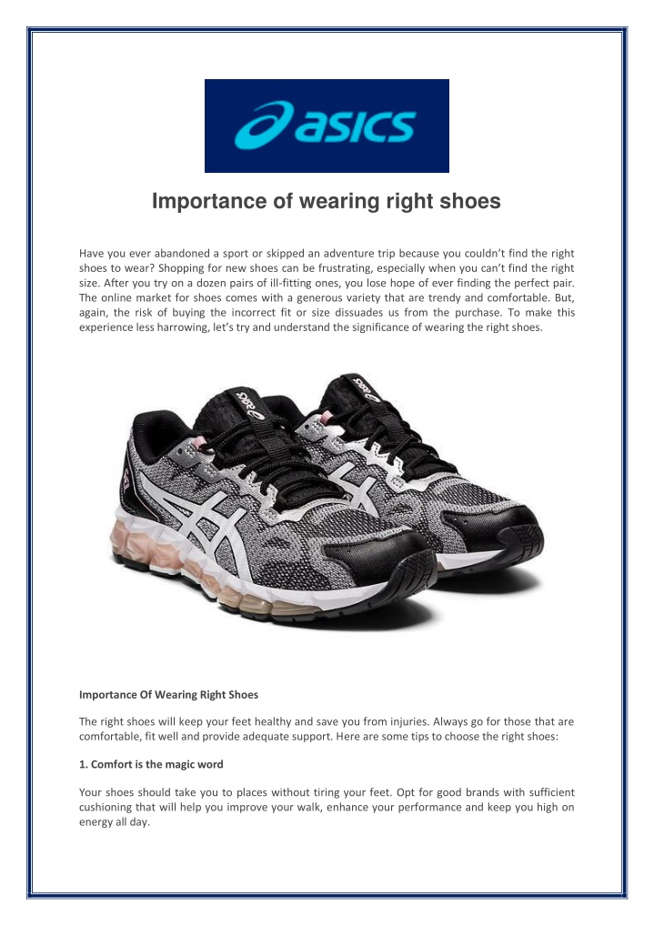 importance of wearing right shoes