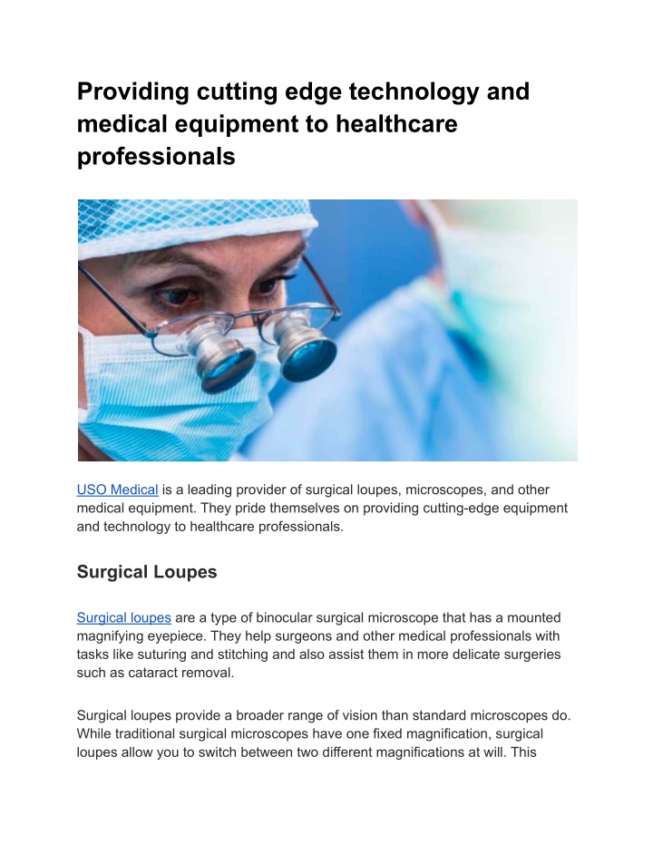 Medical Edging Sample PPT - Providing cutting edge technology and medical equipment to ...
