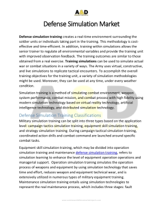 defense simulation market defense simulation