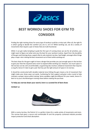 BEST WORKOUT SHOES FOR GYM TO CONSIDER