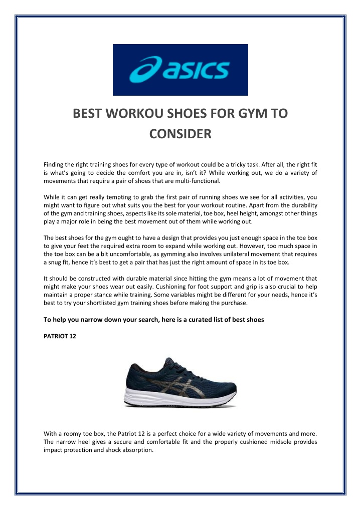 best workou shoes for gym to consider