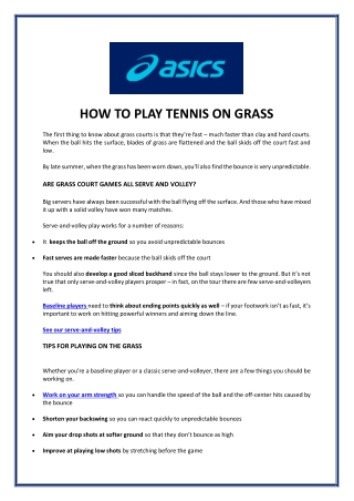 HOW TO PLAY TENNIS ON GRASS