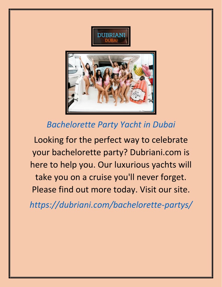 bachelorette party yacht in dubai