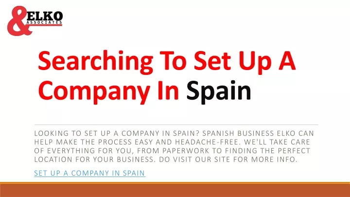 searching to set up a company in spain