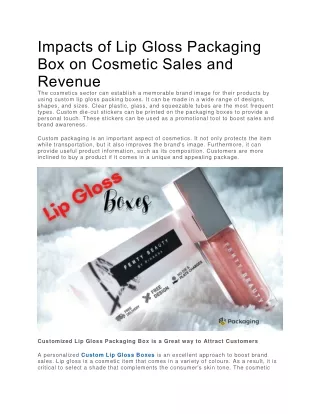 Impacts of Lip Gloss Packaging Box on Cosmetic Sales and Revenue