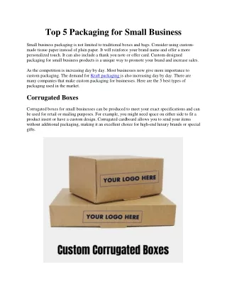 Top 5 Packaging for Small Business