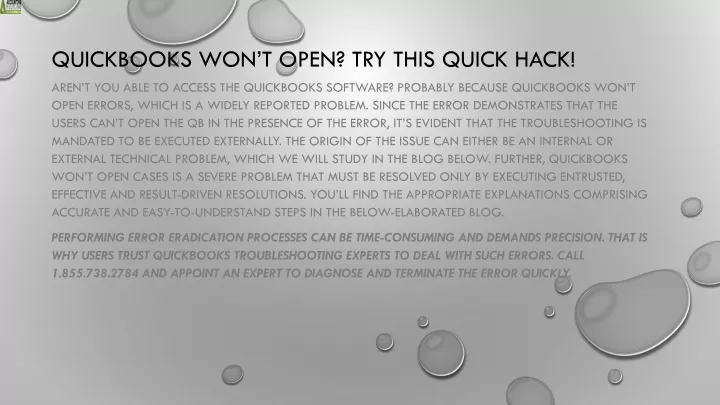 quickbooks won t open try this quick hack
