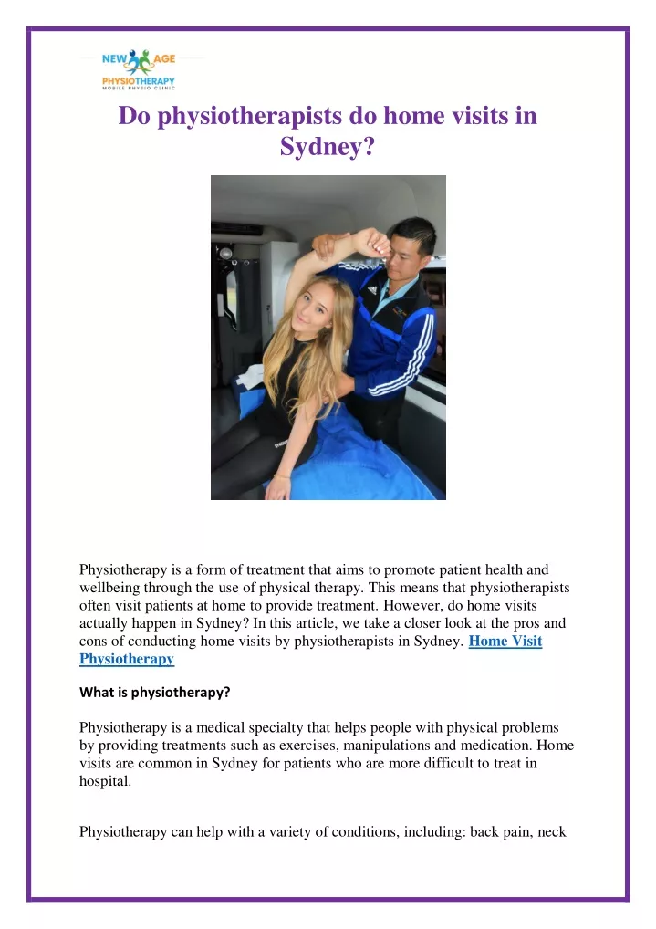 do physiotherapists do home visits in sydney