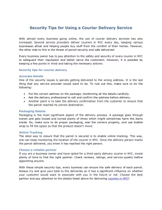 security tips for using a courier delivery service