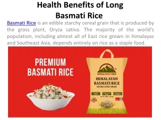 Health Benefits of Long Basmati Rice