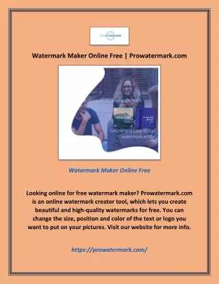 Watermark Maker Online Free | Prowatermark.com