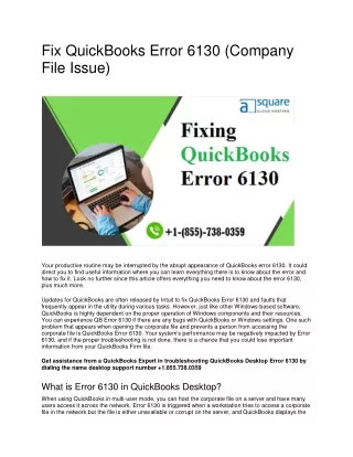 fix quickbooks error 6130 company file issue