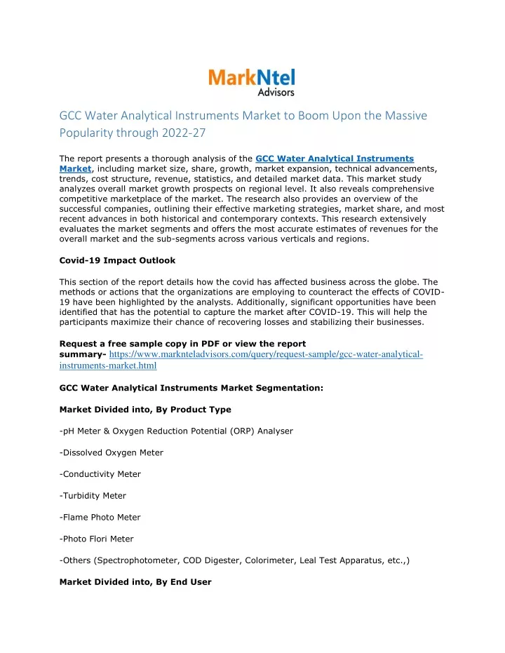 gcc water analytical instruments market to boom