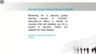 Security Guard Training Course in Toronto Securtac.ca