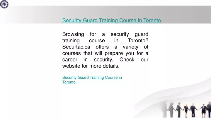 security guard training course in toronto