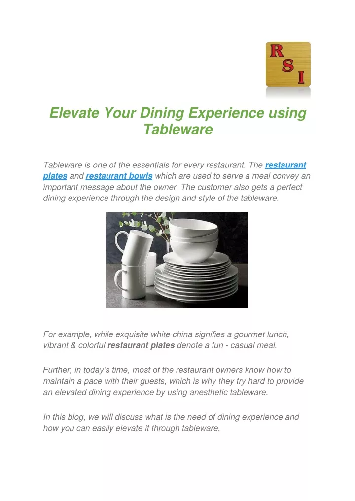 elevate your dining experience using tableware