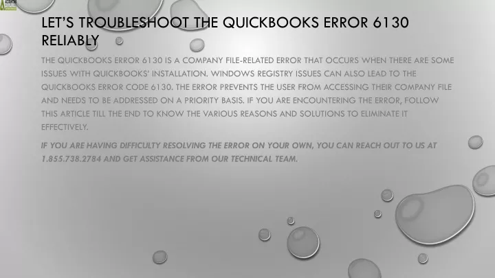 let s troubleshoot the quickbooks error 6130 reliably