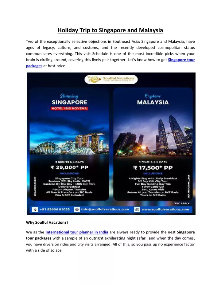 holiday trip to singapore and malaysia
