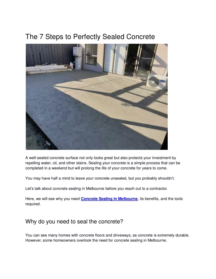 the 7 steps to perfectly sealed concrete