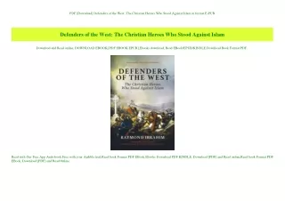 PDF [Download] Defenders of the West The Christian Heroes Who Stood Against Islam in format E-PUB