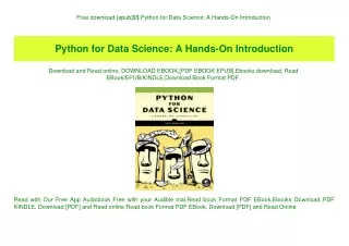 Free download [epub]$$ Python for Data Science A Hands-On Introduction (READ PDF EBOOK)