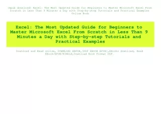 {epub download} Excel The Most Updated Guide for Beginners to Master Microsoft Excel From Scratch in Less Than 9 Minutes