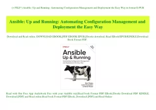 (P.D.F. FILE) Ansible Up and Running Automating Configuration Management and Deployment the Easy Way in format E-PUB