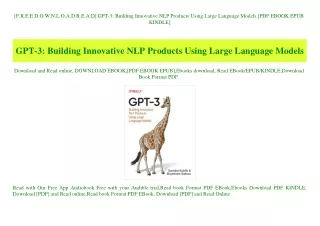 [F.R.E.E D.O.W.N.L.O.A.D R.E.A.D] GPT-3 Building Innovative NLP Products Using Large Language Models [PDF EBOOK EPUB KIN
