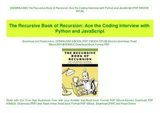 [DOWNLOAD] The Recursive Book of Recursion Ace the Coding Interview with Python and JavaScript [PDF EBOOK EPUB]
