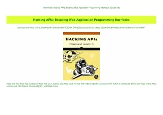 (Download) Hacking APIs Breaking Web Application Programming Interfaces (Ebook pdf)