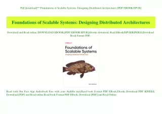 Pdf [download]^^ Foundations of Scalable Systems Designing Distributed Architectures [PDF EBOOK EPUB]