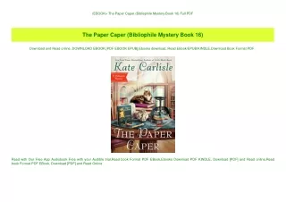 (EBOOK The Paper Caper (Bibliophile Mystery Book 16) Full PDF